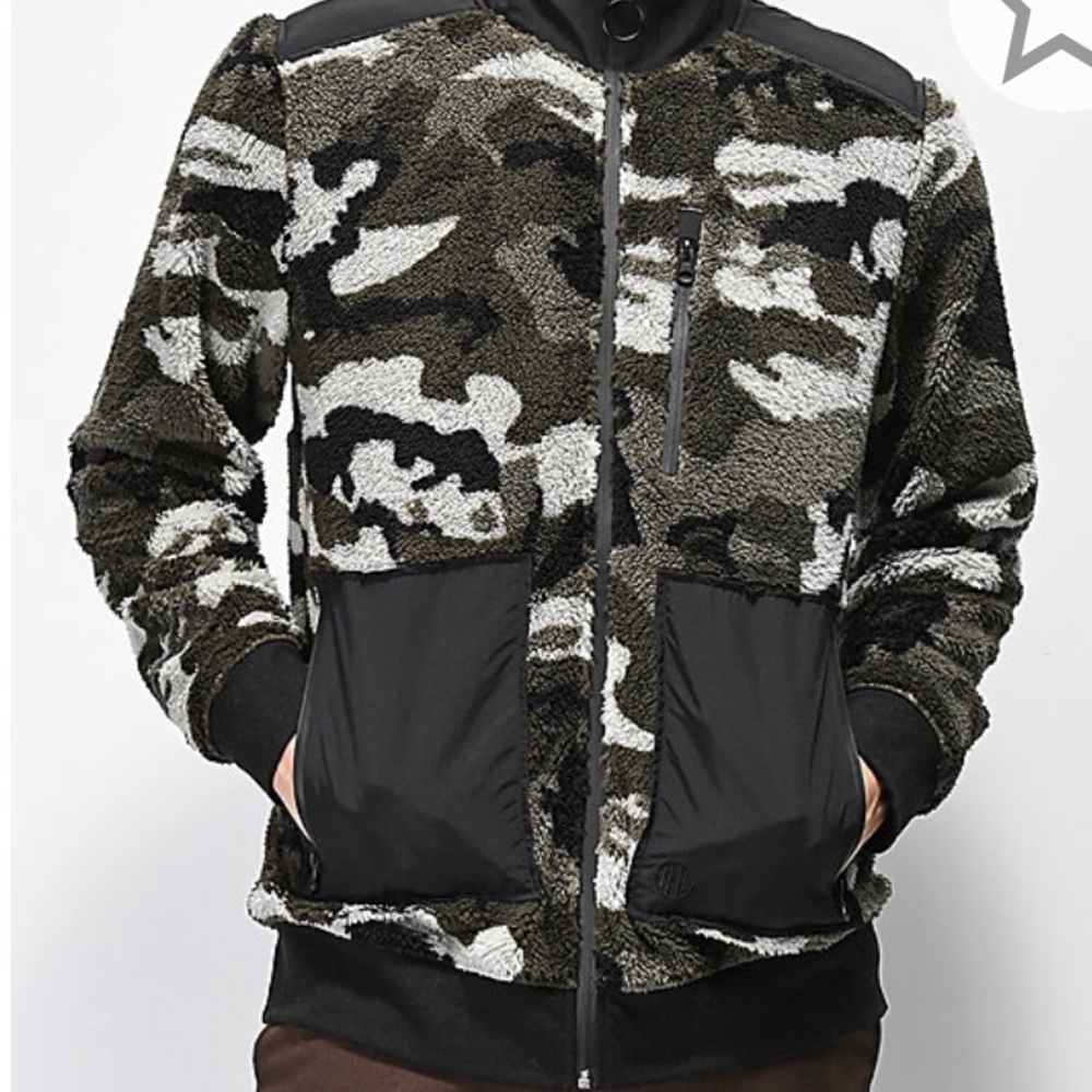 NWT Camo fleece zip jacket